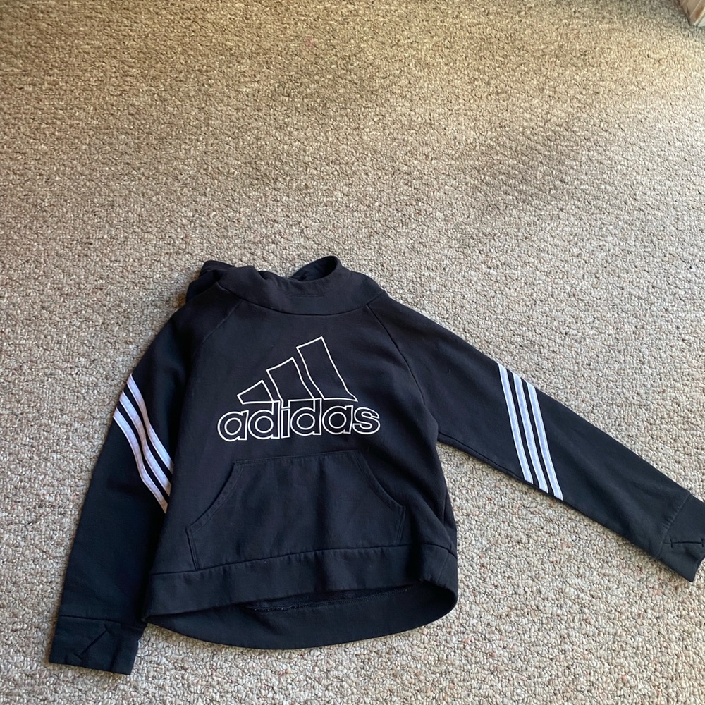 CUTE HOODED BLACK ADIDAS SWEATSHIRT!!!